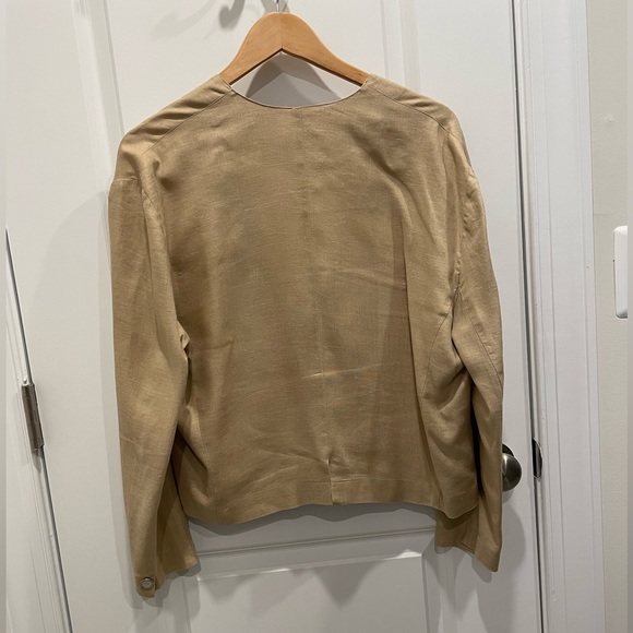 TOTOnKO 100% Linen Blazer, Vintage in Natural Linen Beige Sz 8 - Picture 8 of 8